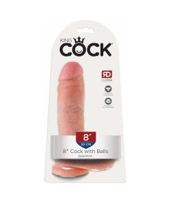 King Cock 8 In. Cock With Balls Realistic Suction Cup Dildo Beige