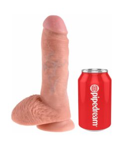 King Cock 8 In. Cock With Balls Realistic Suction Cup Dildo Beige