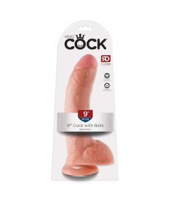 King Cock 9 In. Cock With Balls Realistic Suction Cup Dildo Beige