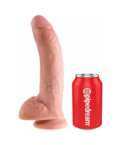 King Cock 9 In. Cock With Balls Realistic Suction Cup Dildo Beige