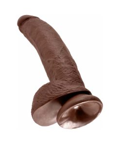 King Cock 9 In. Cock With Balls Realistic Suction Cup Dildo Brown