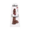 King Cock 10 In. Cock With Balls Realistic Suction Cup Dildo Brown