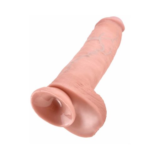 King Cock 11 In. Cock With Balls Realistic Suction Cup Dildo Beige - Image 3