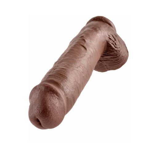 King Cock 11 In. Cock With Balls Realistic Suction Cup Dildo Brown - Image 3