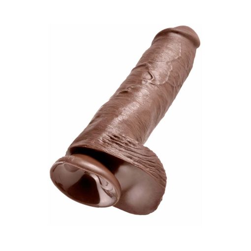 King Cock 11 In. Cock With Balls Realistic Suction Cup Dildo Brown - Image 4