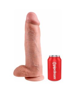 King Cock 12 In. Cock With Balls Realistic Suction Cup Dildo Beige