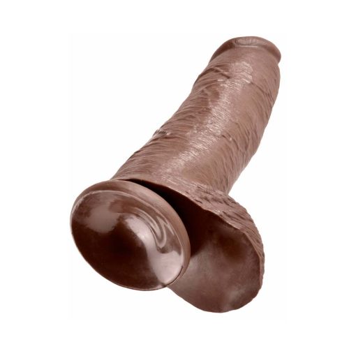 King Cock 12 In. Cock With Balls Realistic Suction Cup Dildo Brown - Image 4