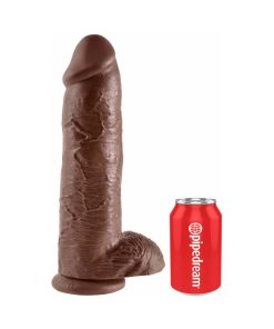 King Cock 12 In. Cock With Balls Realistic Suction Cup Dildo Brown