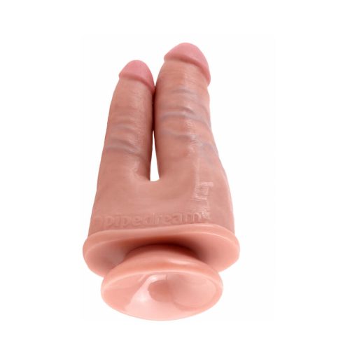 King Cock Double Penetrator 6 In. Realistic Dual-Entry Dildo With Suction Cup Beige - Image 4