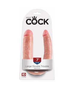 King Cock Double Trouble Large 7 In. Realistic Dual-Ended Dildo Beige
