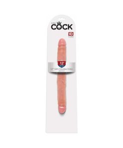 King Cock 12 In. Slim Double Dildo Realistic Beige