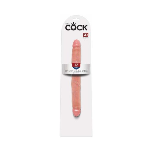King Cock 12 In. Slim Double Dildo Realistic Beige