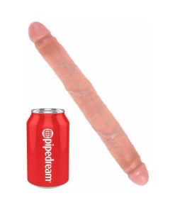 King Cock 12 In. Slim Double Dildo Realistic Beige