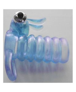 Wet Dreams Plump Bunny Vibrating Penis Sleeve with Bunny Stimulator – Blue