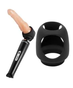 Alternative view of Wand Essentials Silicone Strap Cap Wand Harness for Dildos Black