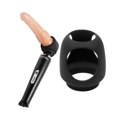 Wand Essentials Silicone Strap Cap Wand Harness For Dildos Black - Image 2
