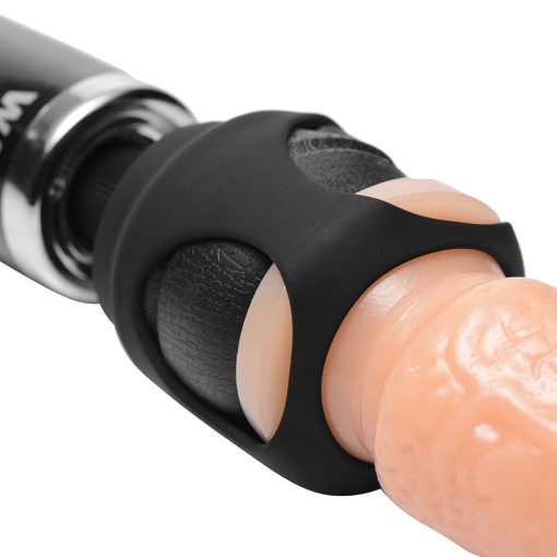 Wand Essentials Silicone Strap Cap Wand Harness For Dildos Black - Image 6