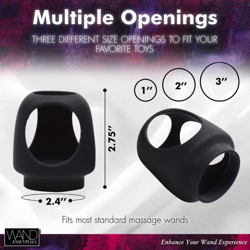Wand Essentials Silicone Strap Cap Wand Harness For Dildos Black - Image 10