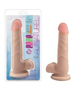 Au Naturel 7 In. Sam Posable Dual Density Dildo With Balls Beige