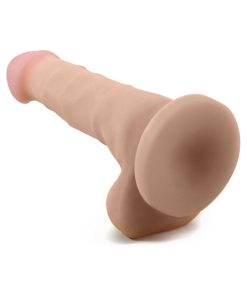 Au Naturel 7 In. Sam Posable Dual Density Dildo With Balls Beige