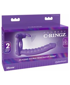 Fantasy C-Ringz Double Penetrator Vibrating Rabbit Dual Entry Cockring Purple