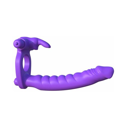Fantasy C-Ringz Double Penetrator Vibrating Rabbit Dual Entry Cockring Purple - Image 2