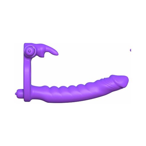 Fantasy C-Ringz Double Penetrator Vibrating Rabbit Dual Entry Cockring Purple - Image 3