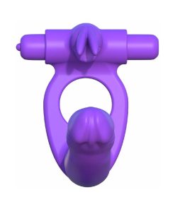 Fantasy C-Ringz Double Penetrator Vibrating Rabbit Dual Entry Cockring Purple