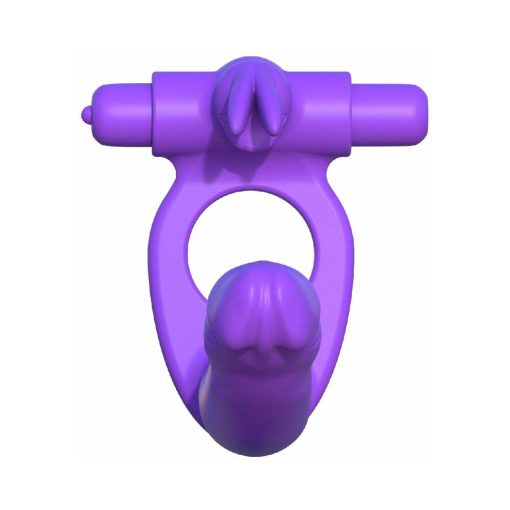 Fantasy C-Ringz Double Penetrator Vibrating Rabbit Dual Entry Cockring Purple - Image 6