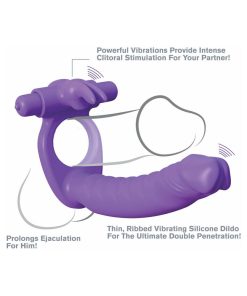 Fantasy C-Ringz Double Penetrator Vibrating Rabbit Dual Entry Cockring Purple