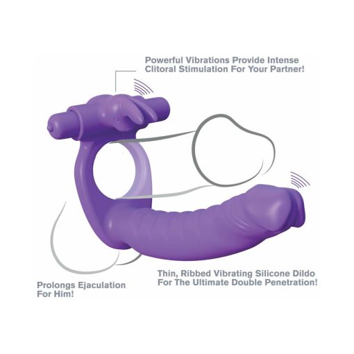 Fantasy C-Ringz Double Penetrator Vibrating Rabbit Dual Entry Cockring Purple - Image 7