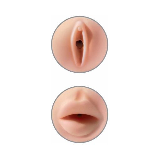 Pdx Tight Grip Pussy & Mouth Dual Density Squeezable Masturbator Beige/White - Image 4