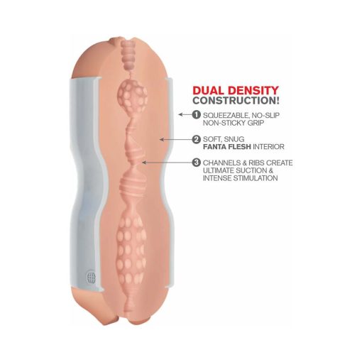 Pdx Tight Grip Pussy & Mouth Dual Density Squeezable Masturbator Beige/White - Image 5