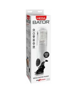 Pdx Mega-Bator Pussy Rotating Thrusting Stroker With Suction Cup Clear/White