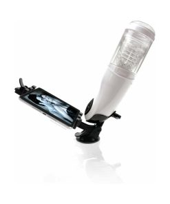 Pdx Mega-Bator Pussy Rotating Thrusting Stroker With Suction Cup Clear/White
