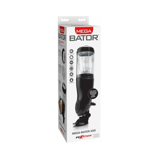 Pdx Mega-Bator Ass Rechargeable Rotating Thrusting Stroker With Hands-Free Suction Cup Clear/Black