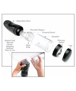 Pdx Mega-Bator Ass Rechargeable Rotating Thrusting Stroker With Hands-Free Suction Cup Clear/Black