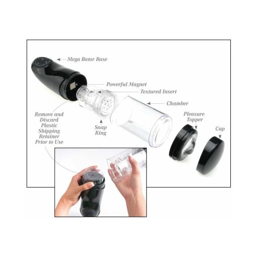 Pdx Mega-Bator Ass Rechargeable Rotating Thrusting Stroker With Hands-Free Suction Cup Clear/Black - Image 6
