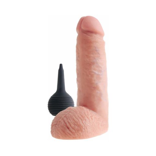King Cock 8 In. Squirting Cock With Balls Realistic Dildo Beige - Image 2