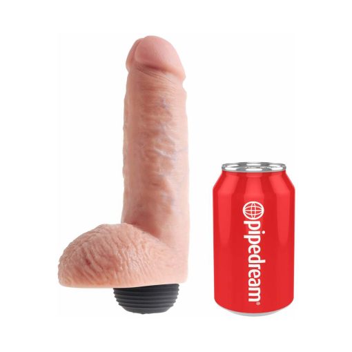 King Cock 8 In. Squirting Cock With Balls Realistic Dildo Beige - Image 6