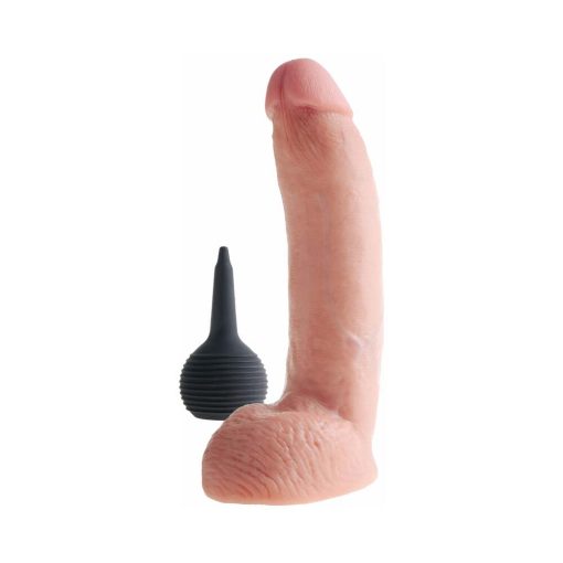 King Cock 9 In. Squirting Cock With Balls Realistic Dildo Beige - Image 2