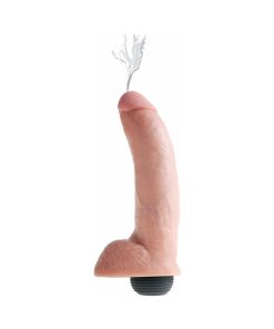 King Cock 9 In. Squirting Cock With Balls Realistic Dildo Beige