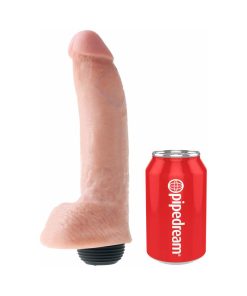 King Cock 9 In. Squirting Cock With Balls Realistic Dildo Beige