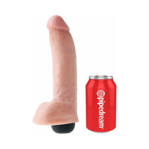 King Cock 9 In. Squirting Cock With Balls Realistic Dildo Beige - Image 6
