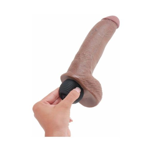 King Cock 9 In. Squirting Cock With Balls Realistic Dildo Brown - Image 5