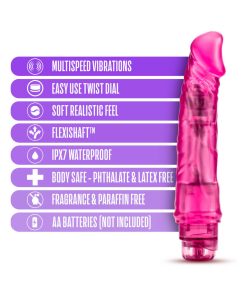 B Yours Vibe 6 Realistic 9.25 In. Vibrating Dildo Pink