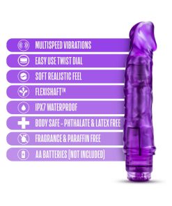 B Yours Vibe 6 Realistic 9.25 In. Vibrating Dildo Purple