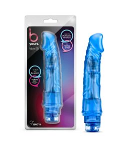 B Yours Vibe 6 Realistic 9.25 In. Vibrating Dildo Blue