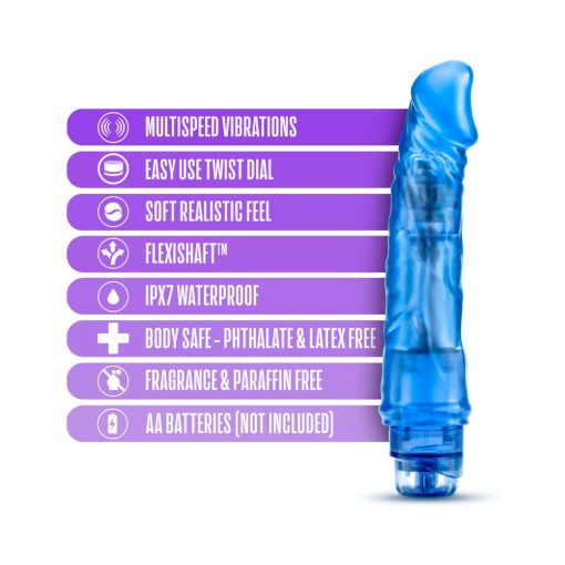 B Yours Vibe 6 Realistic 9.25 In. Vibrating Dildo Blue - Image 5