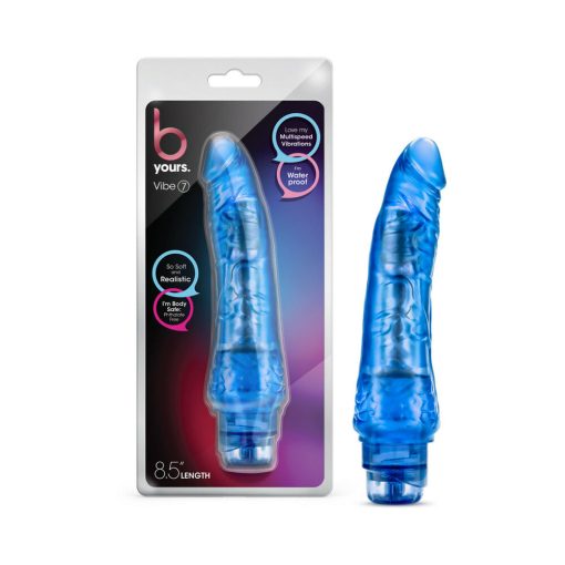 B Yours Vibe 7 Realistic 8.75 In. Vibrating Dildo Blue